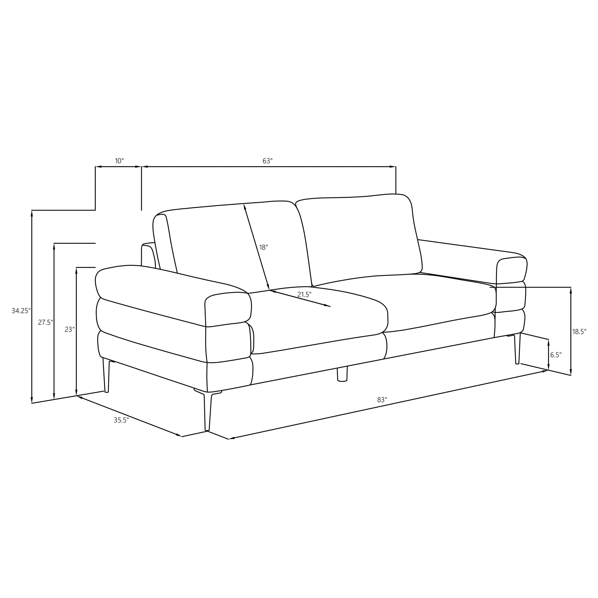 Jessel - Chenille Upholstered Track Arm Sofa - Ivory