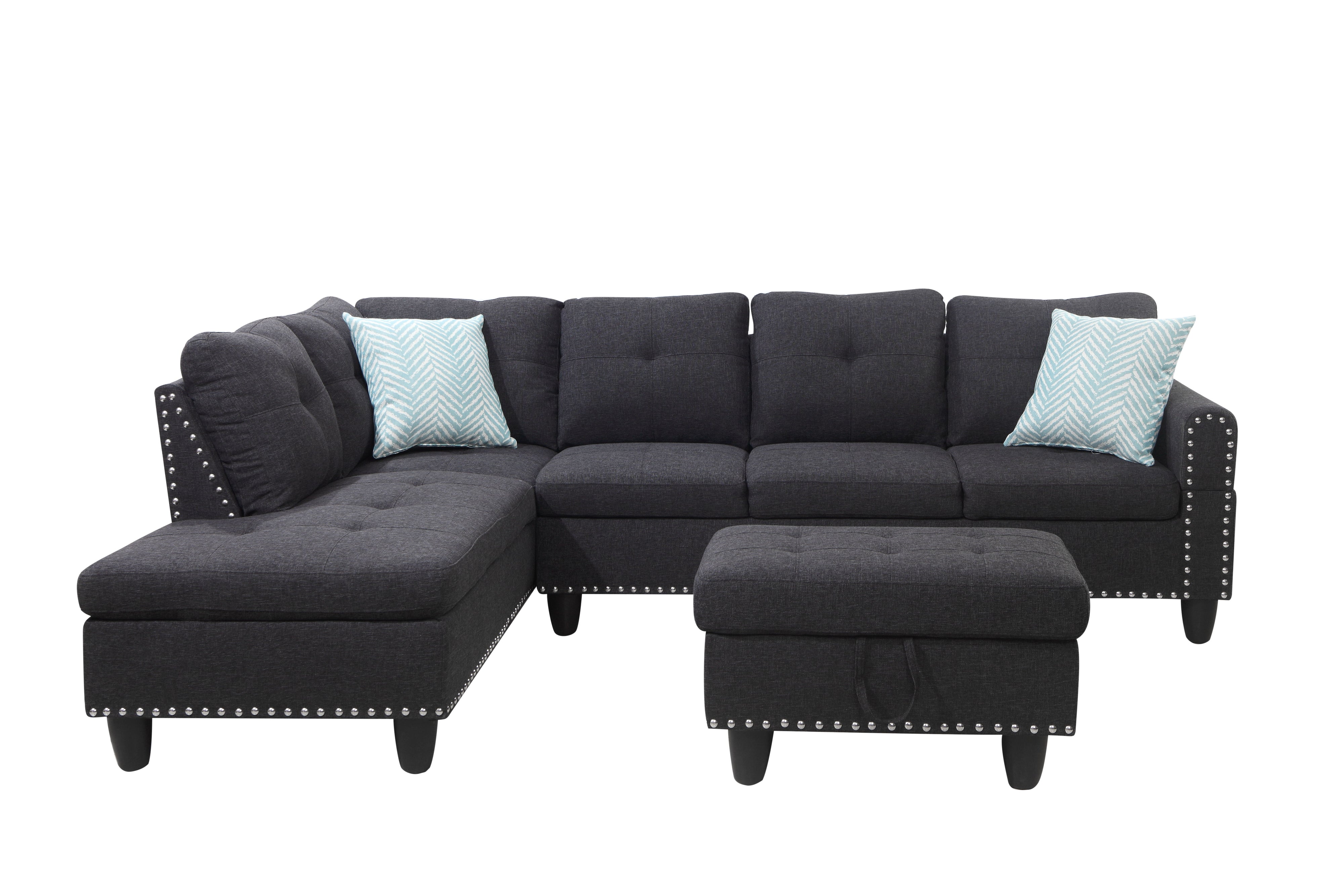 Alger - 98" Wide Left Hand Facing Sofa & Chaise With Ottoman