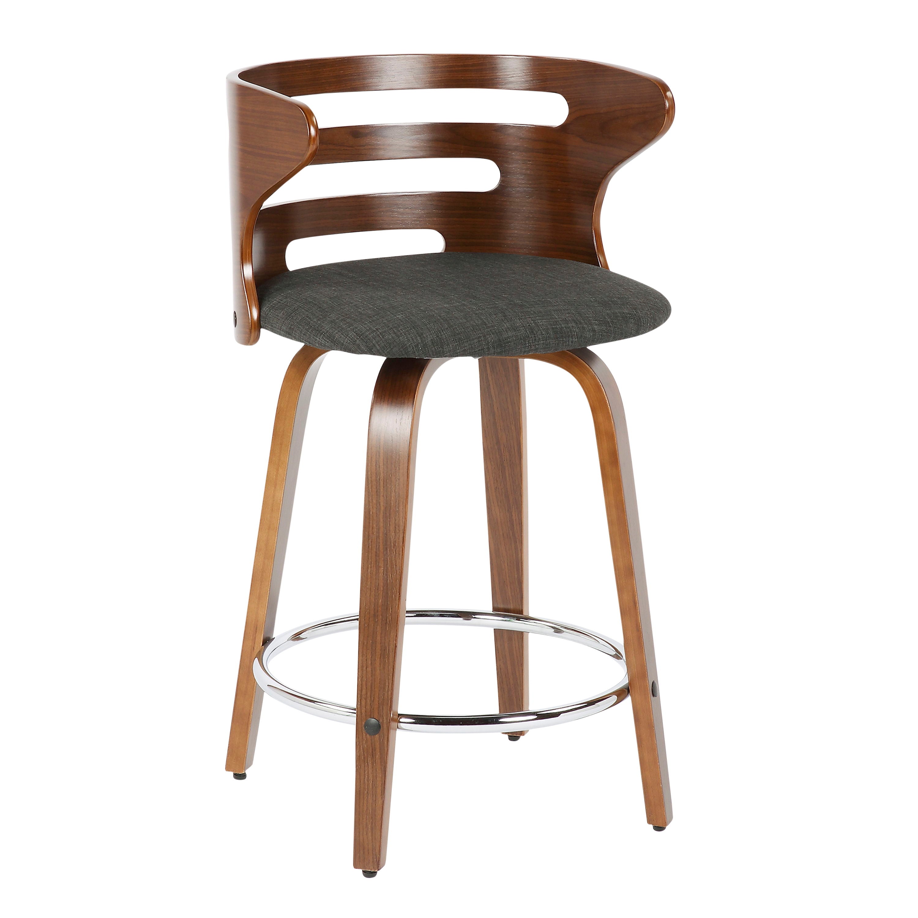 Cosini - Mid Century Modern Fixed Height Counter Stool With Footrest With Swivel (Set of 2)