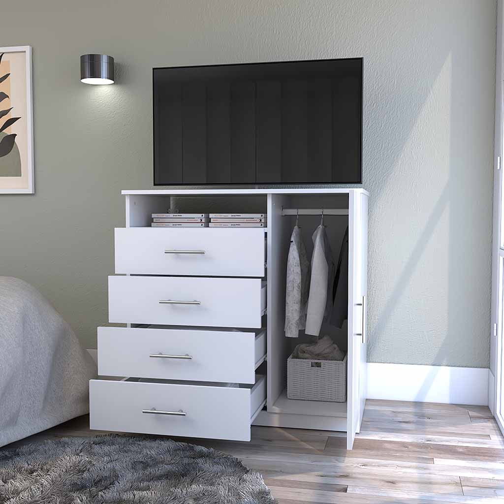 Four Drawer Combo Dresser - White