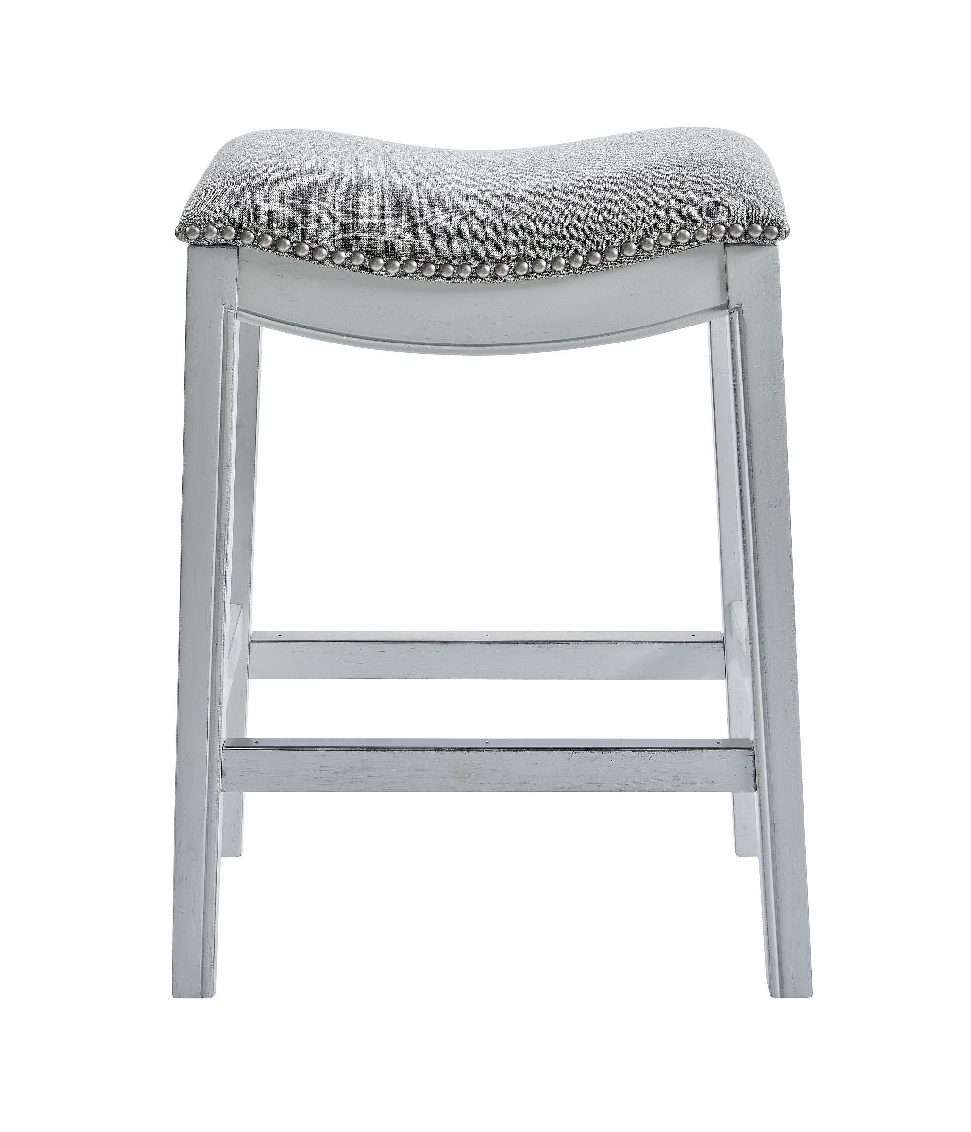 UpholsteRed / Solid Wood Backless Bar Height Bar Chair - Light Gray / White