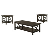Rachelle - 3 Piece Rectangular Coffee Table Set - Deep Merlot by CoasterEssence | Bel Furniture