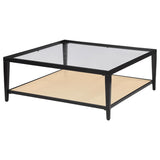 Amherst - Glass Top Metal with Cane Shelf Table by Coaster Fine Furniture | Bel Furniture