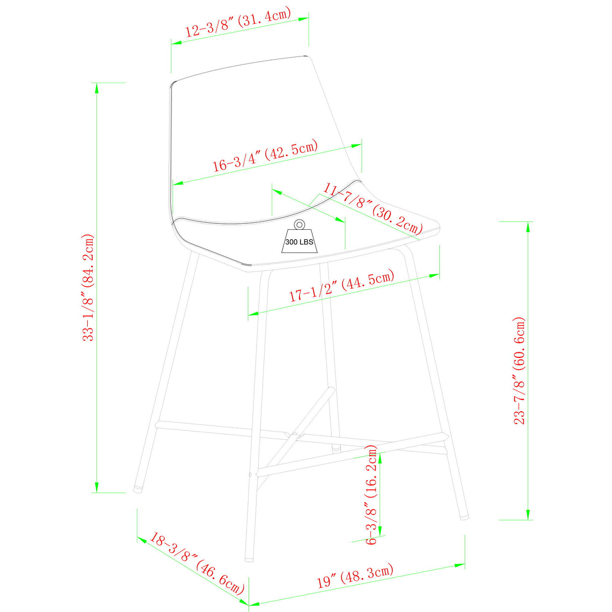 Modern Upholstered Counter Stool With Metal X Base (Set of 2) - Black by Walker Edison | Bel Furniture