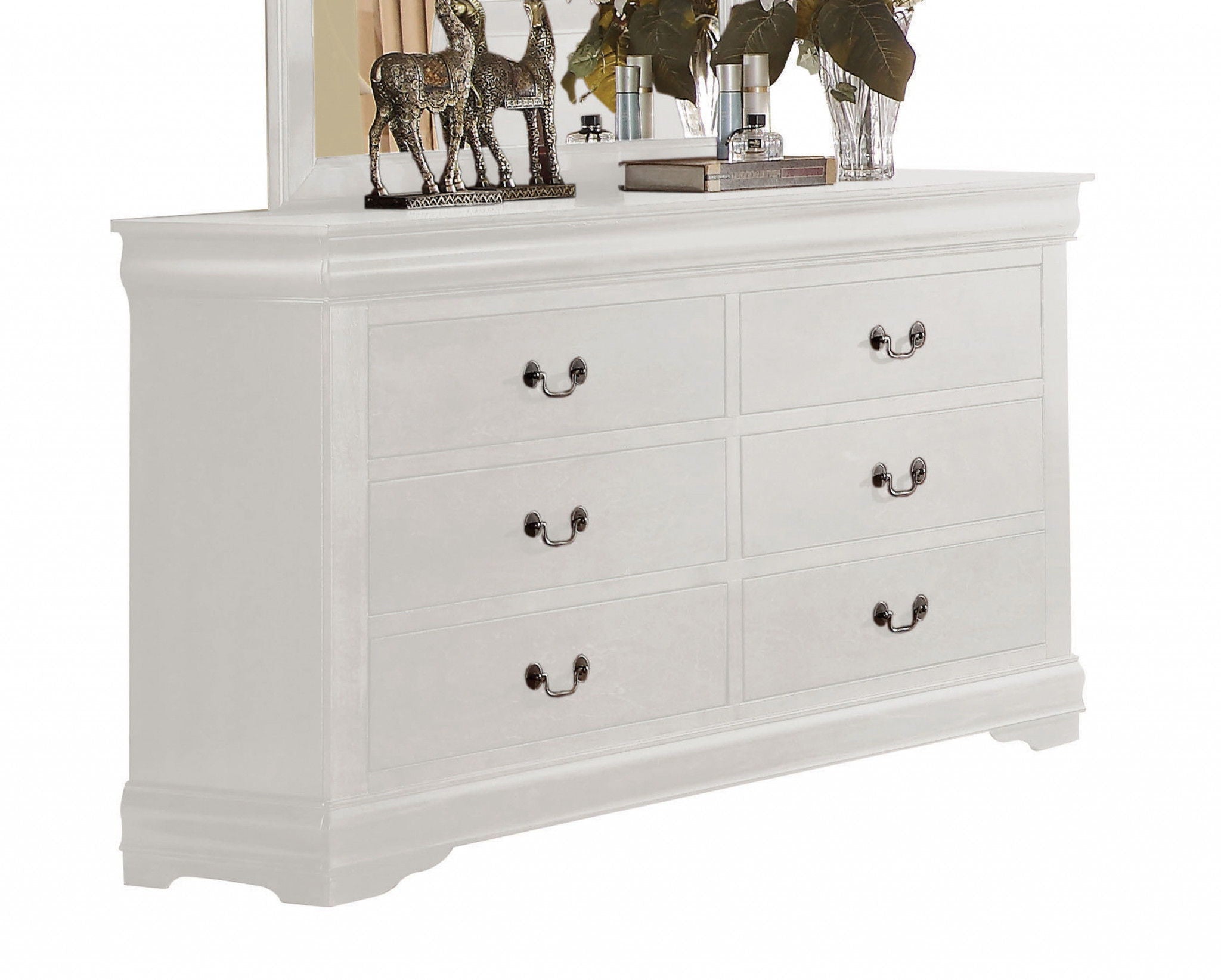 Six Drawer Double Dresser Wood - White