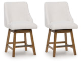Cabalynn - Upholstered Swivel Barstool (Set of 2) - Oatmeal / Light Brown