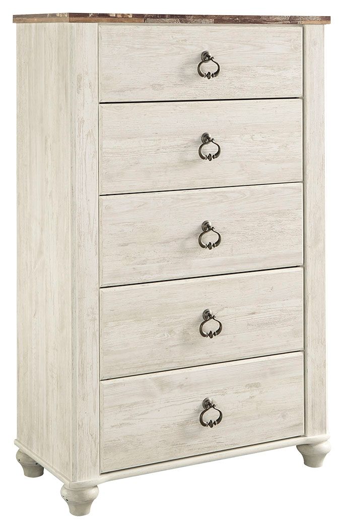 Willowton - Brown / Beige / White - Five Drawer Chest by Signature Design by Ashley® | Bel Furniture