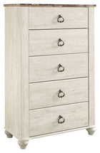Willowton - Five Drawer Chest - Brown / Beige / White