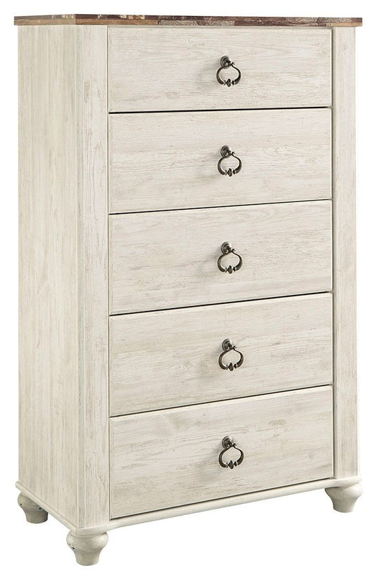 Willowton - Brown / Beige / White - Five Drawer Chest by Signature Design by Ashley® | Bel Furniture