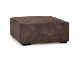 840 Teagan Rustic Brown Rectangular Upholstered Ottoman with Contrast Stitching