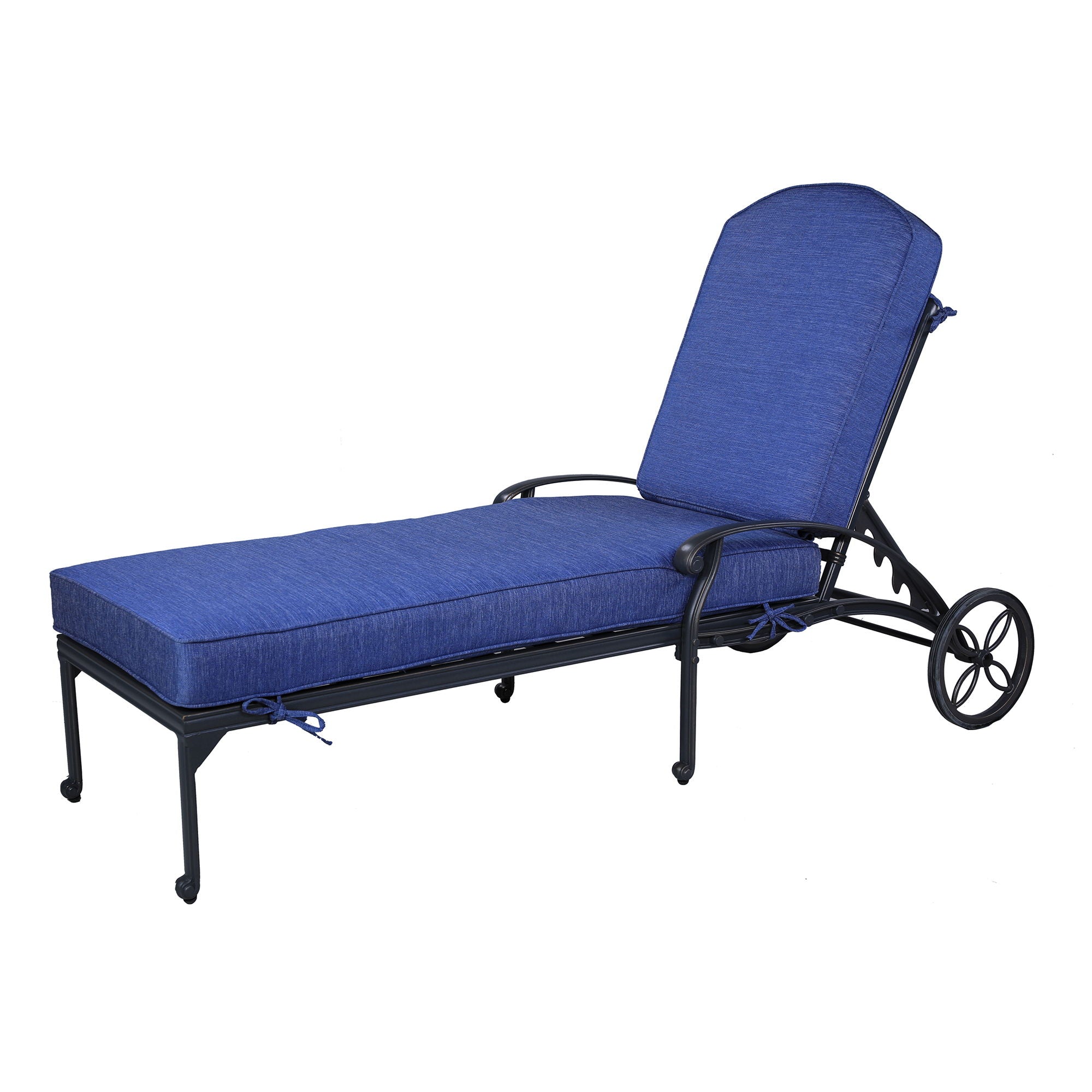 Reclining Chaise Lounge Set With Cushion And Table - Metal