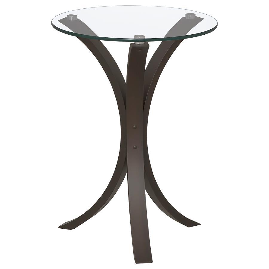 Edgar - Round Glass Top Accent Side Table - Cappuccino by CoasterEveryday | Bel Furniture