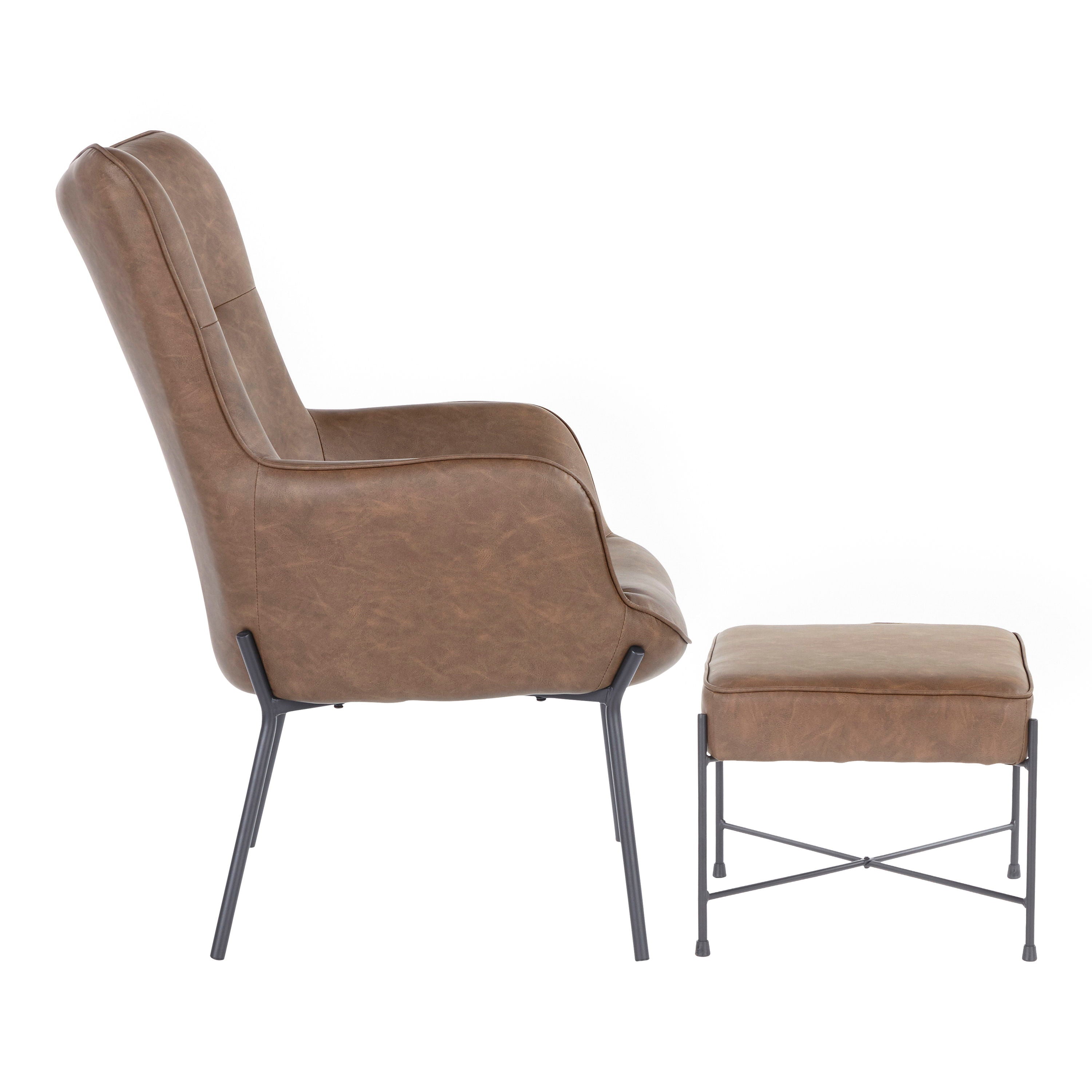 Izzy - Industrial Lounge Chair & Ottoman Set