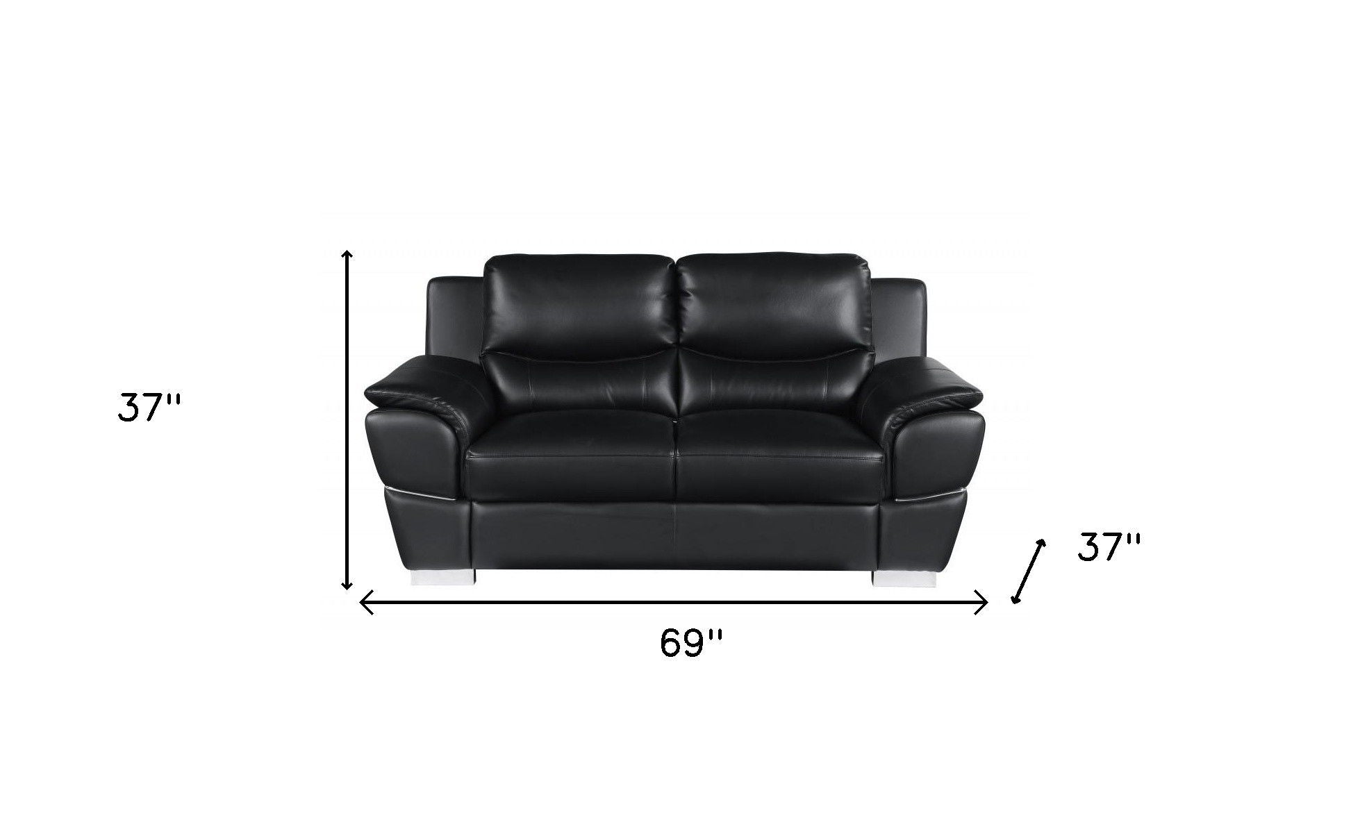 Love Seat Faux Leather - Silver / Black