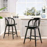 Breda - Turned Bubble Spindle Low Back Counter Stool - Black by Jennifer Taylor Home | Bel Furniture