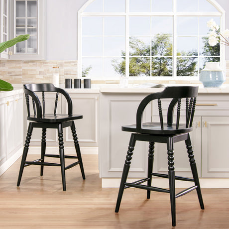Breda - Turned Bubble Spindle Low Back Counter Stool - Black by Jennifer Taylor Home | Bel Furniture