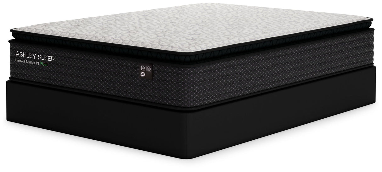Ashley Sleep Limited Edition PT Plush pillow top mattress in black with gray quilted top - Bel Furniture
