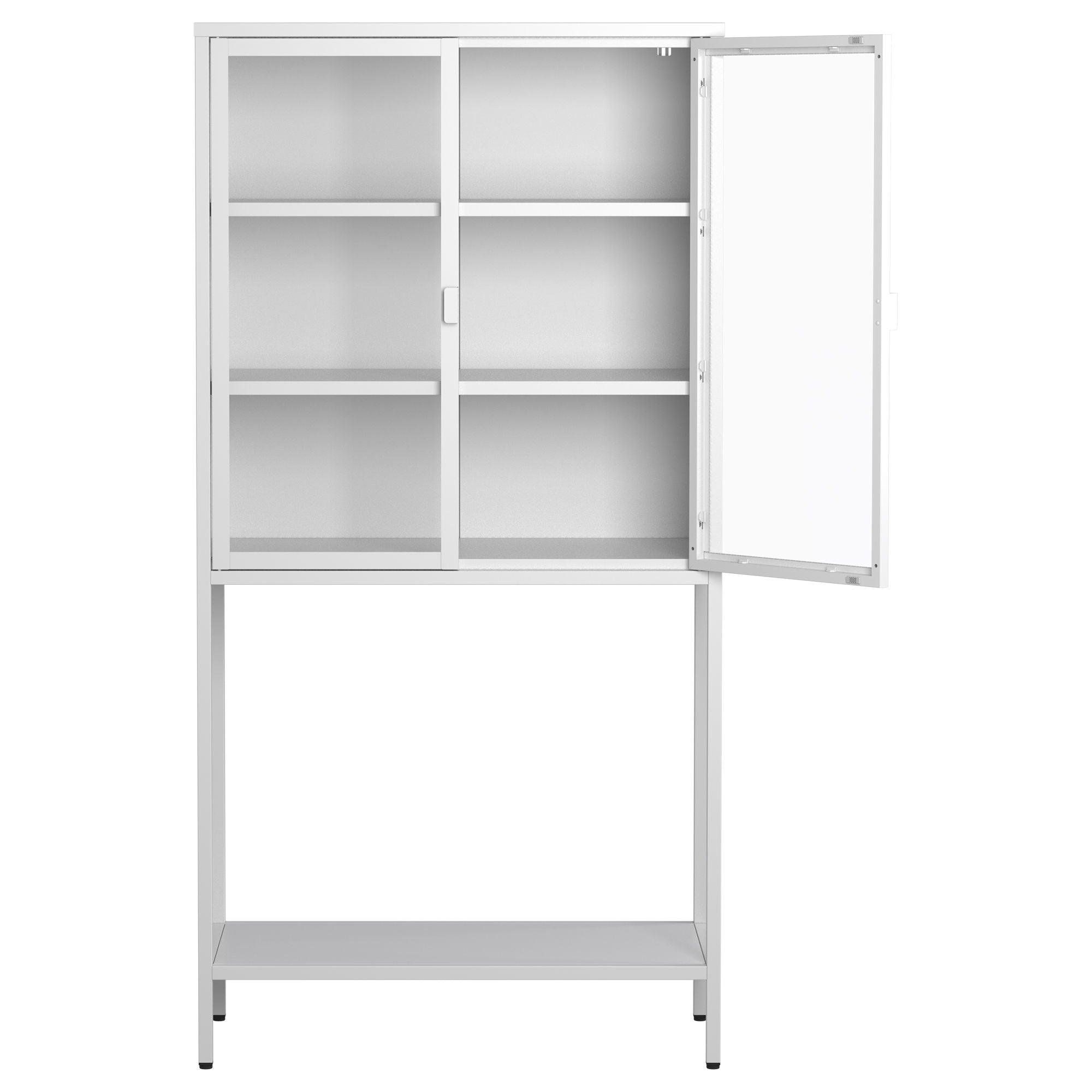 Heavy Duty Metal Storage Cabinet, Display Storage Cabinet With Glass Doors And 2 Adjustable Shelves, Tall Bookcase Modern Bookshelf Cabinet For Home Office, Living Room, Pantry