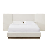 Muse - Queen Upholstered Platform Bed Frame - Ivory / Light Gray / Camel Oak