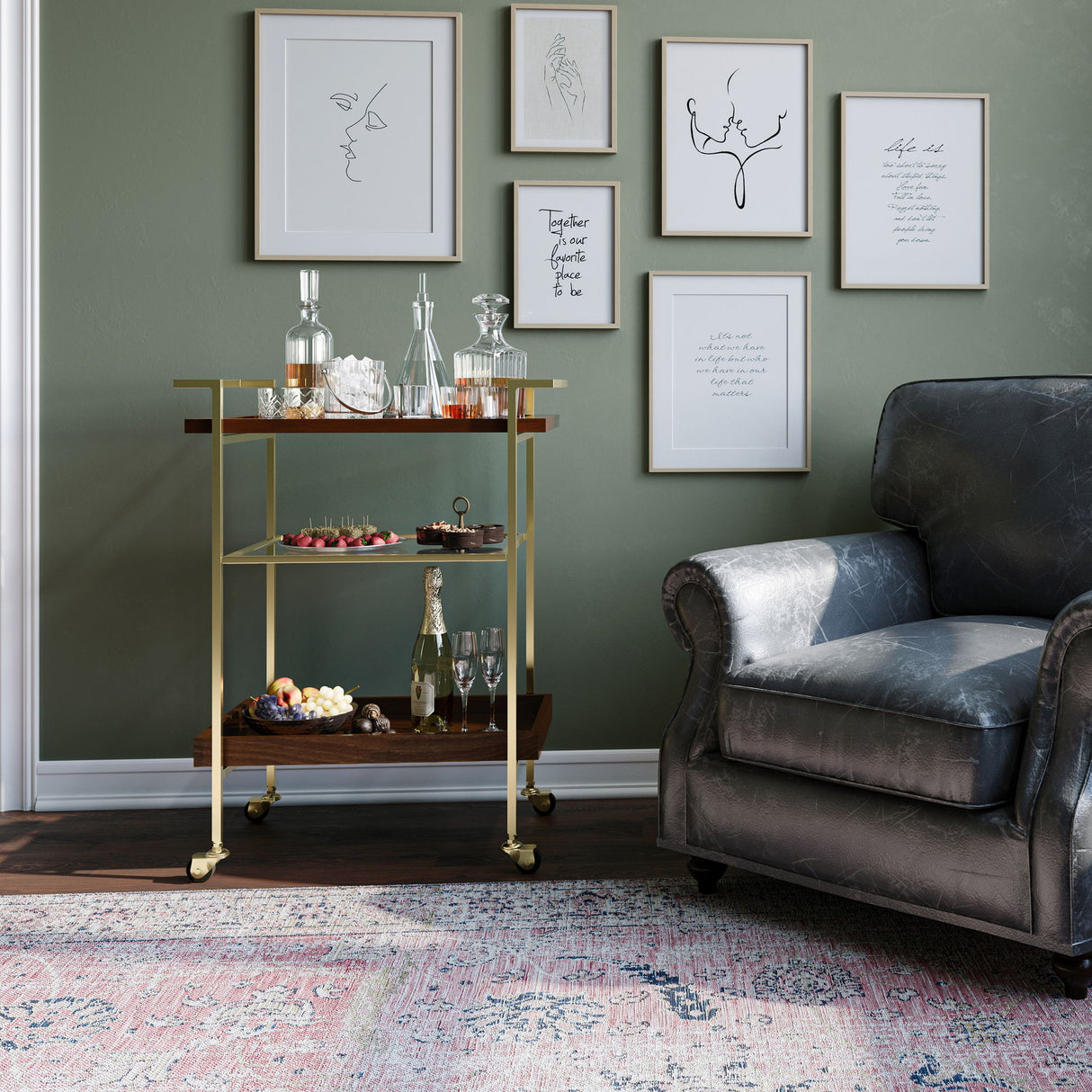 Jace - Bar Cart - Cognac by Simpli-Home | Bel Furniture