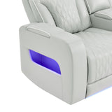 Julian - Power Console Reclining Loveseat, LED & Speaker - Silver