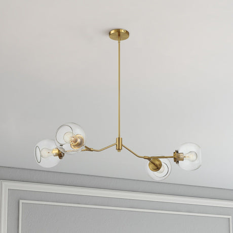 Jewel - 4 Lights Chandelier Ceiling Hanging Light Fixture - Clear / Gold - view 7