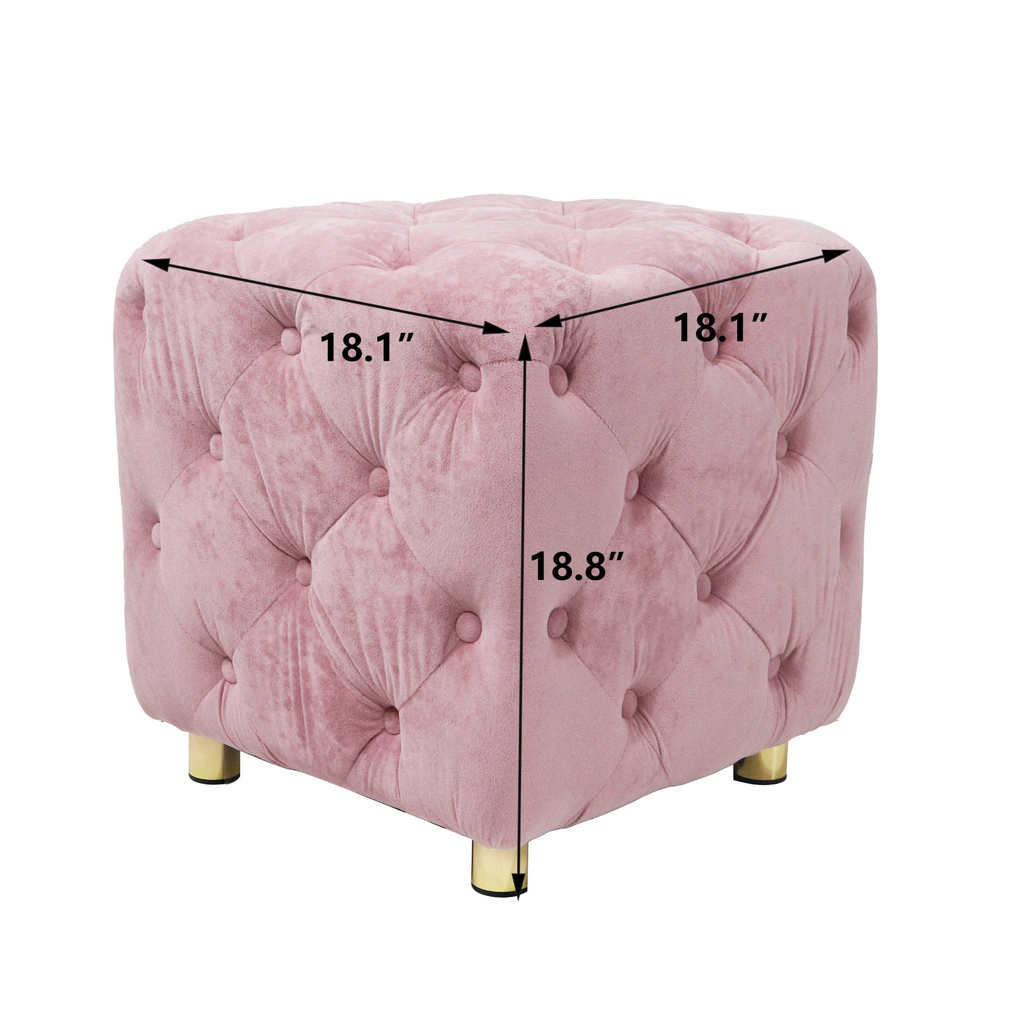 Modern Velvet Upholstered Ottoman, Exquisite Small End Table, Soft Foot Stool, Dressing Makeup Chair, Comfortable Seat For Living Room, Bedroom, Entrance