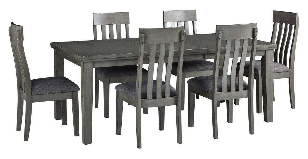 Hallanden - Dining Room Set Dark Gray 7 Pc. Extension Table, 6 Side Chairs by Signature Design by Ashley® | Bel Furniture