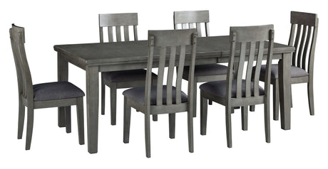 Hallanden - Dining Room Set Dark Gray 7 Pc. Extension Table, 6 Side Chairs by Signature Design by Ashley® | Bel Furniture