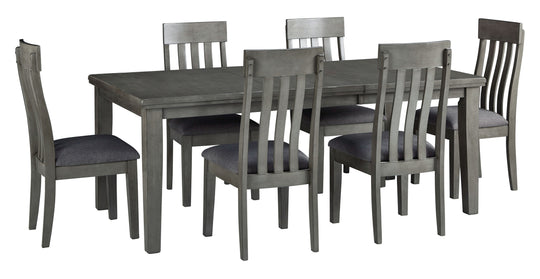 Hallanden - Dining Room Set Dark Gray 7 Pc. Extension Table, 6 Side Chairs by Signature Design by Ashley® | Bel Furniture