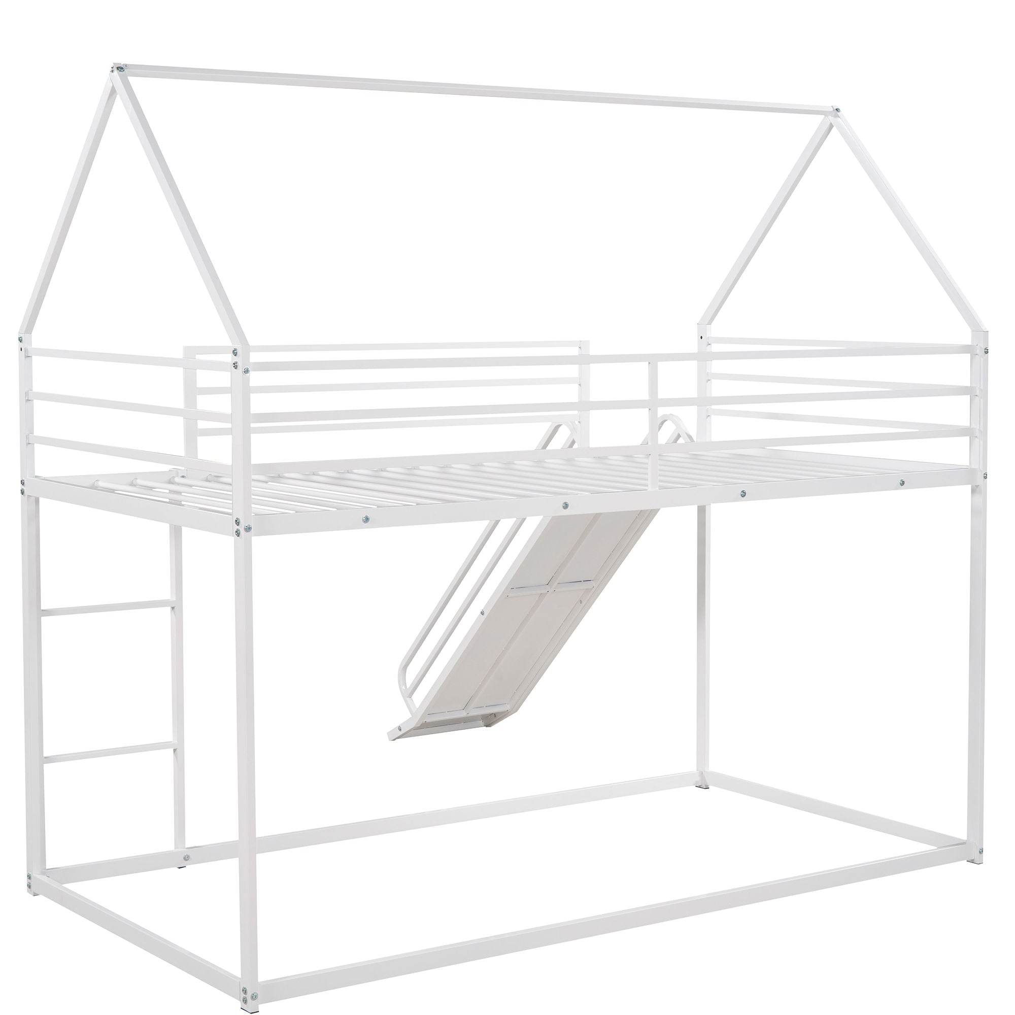 Twin Over Twin House Bunk Bed With Ladder And Slide