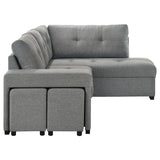 Roanne - Fabric Upholstered Sleeper Sectional Sofa - Gray