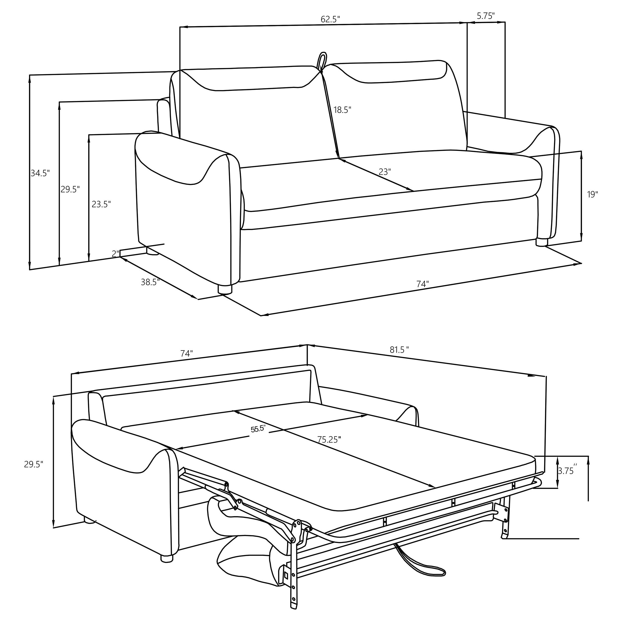 Rylie - Upholstered Sofa Sleeper With Queen Mattress