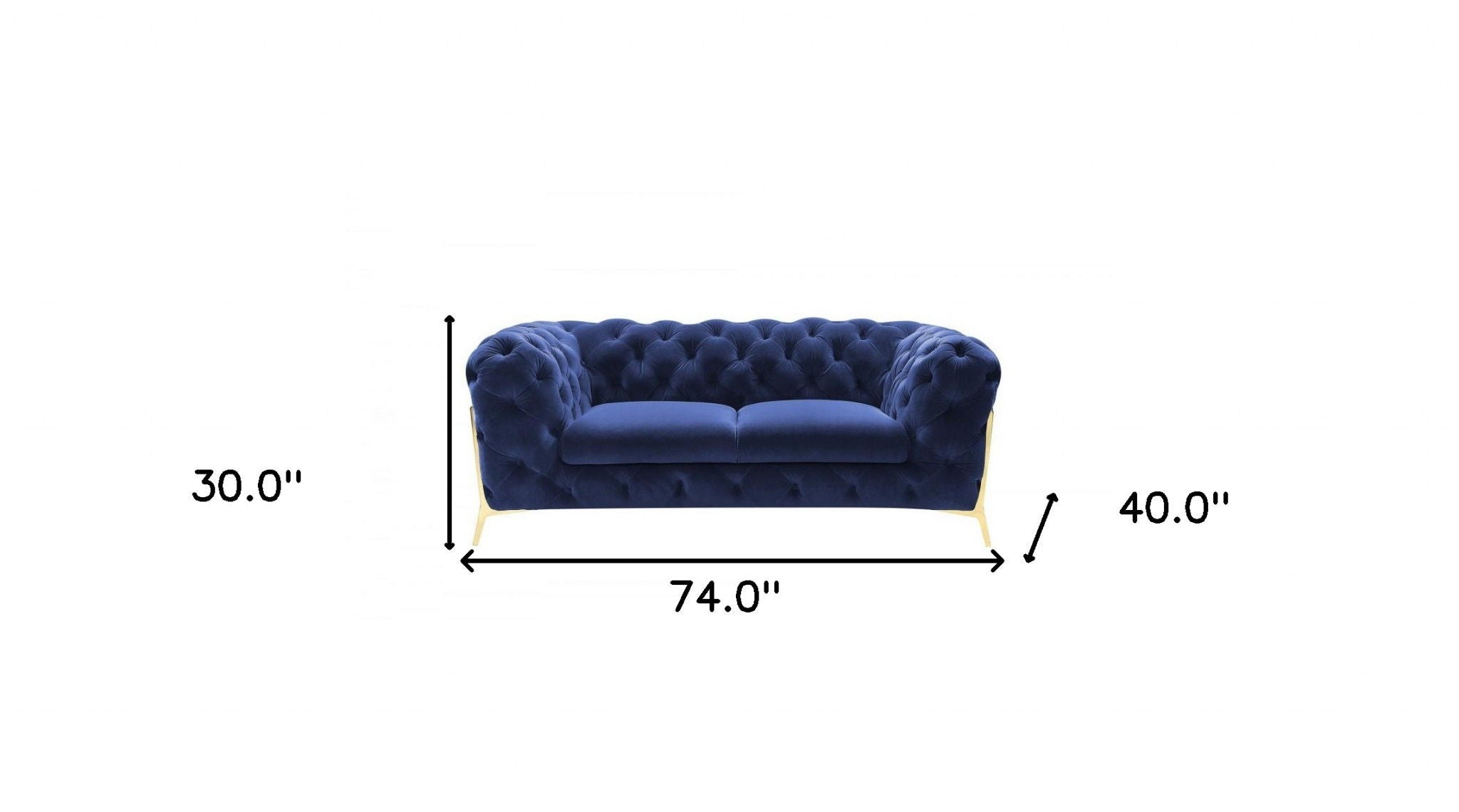 Glam Velvet And Gold Loveseat - Blue