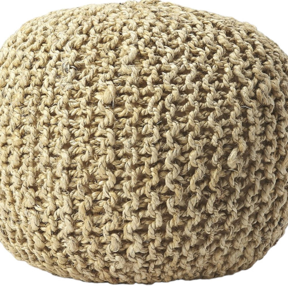 Jute Round Pouf Ottoman - Natural