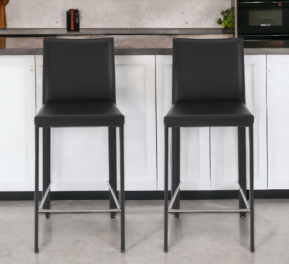 Low Back Counter Height Bar Chairs (Set of 2) - Black