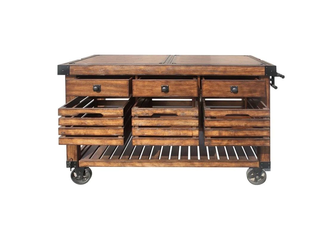 Rolling Kitchen Cart With Storage - Brown