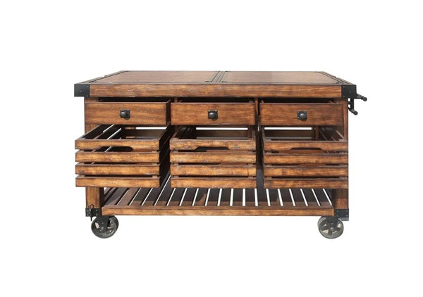 Rolling Kitchen Cart With Storage - Brown