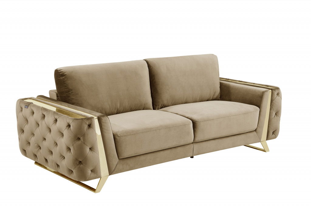 Sofa With Silver Legs - Beige