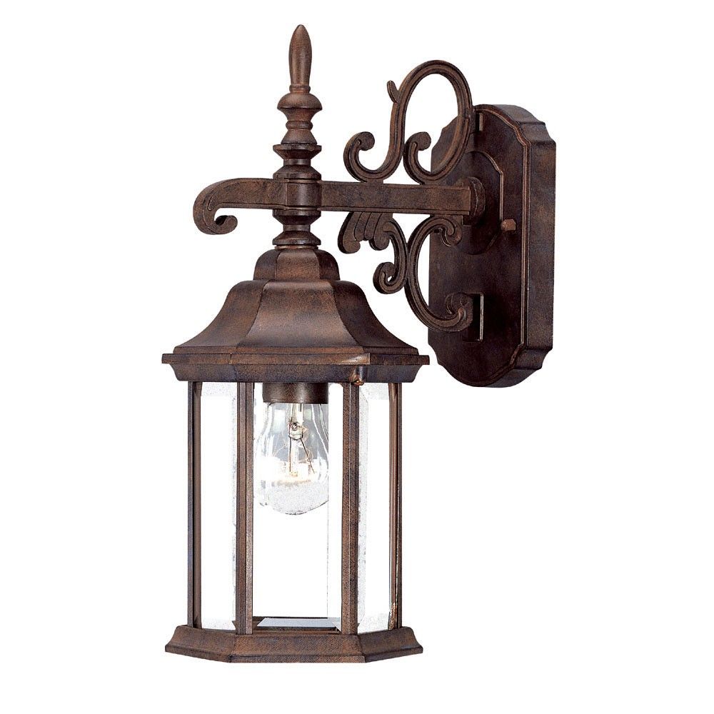 Petite Domed Hanging Glass Lantern Wall Light - Brown