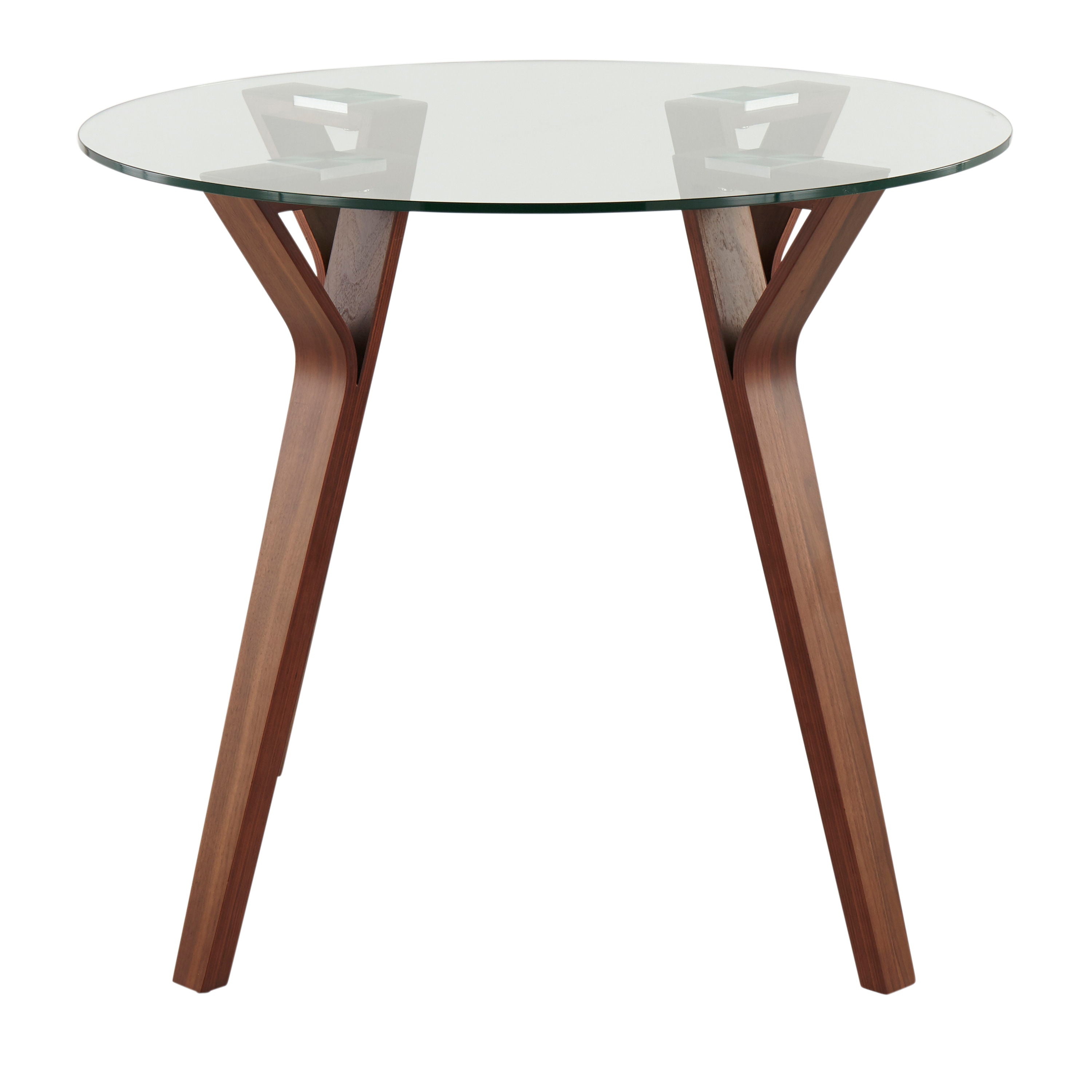 Folia - Mid-Century Modern Round Dinette Table - Walnut / Clear