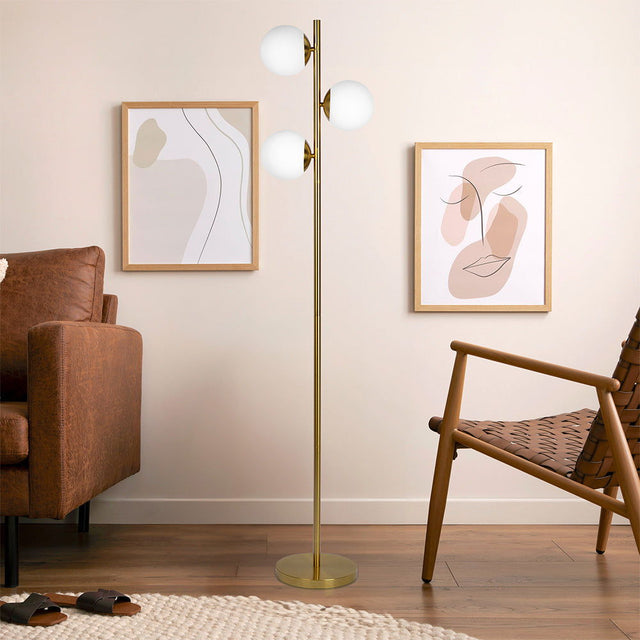Brilliance - Modern Floor Lamp, Opal Shades And Round Base - Clear / Gold by Ashcroft Furniture | Bel Furniture