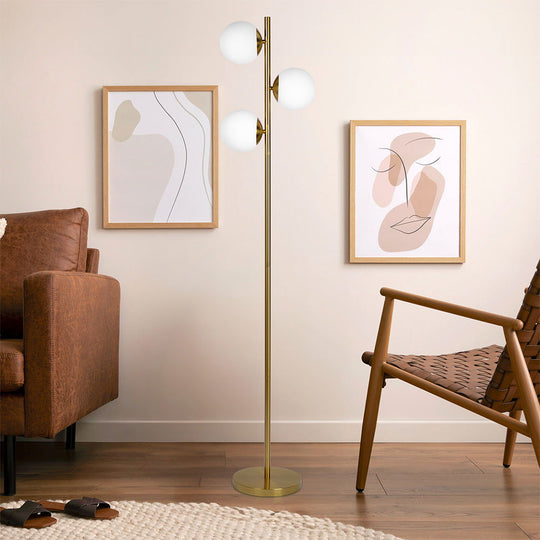 Brilliance - Modern Floor Lamp, Opal Shades And Round Base - Clear / Gold by Ashcroft Furniture | Bel Furniture