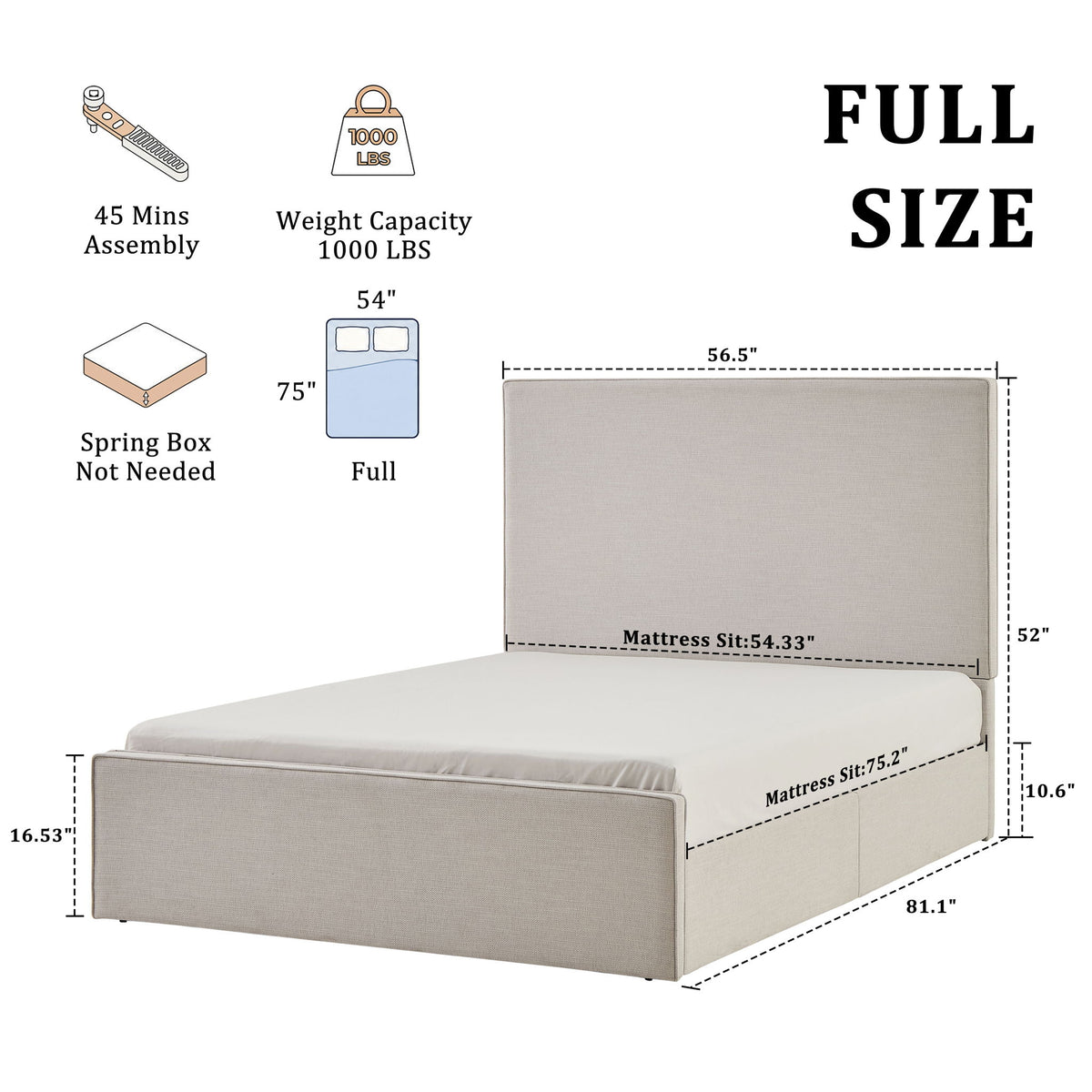 Lucas - Tall Headboard Upholstered Bed