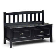 Burlington - Entryway Storage Bench With Drawers Black by Simpli-Home | Bel Furniture