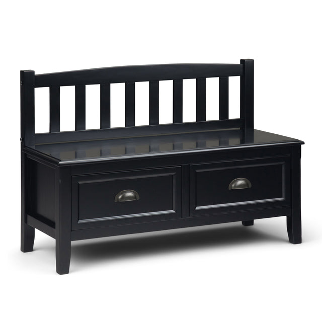 Burlington - Entryway Storage Bench With Drawers Black by Simpli-Home | Bel Furniture