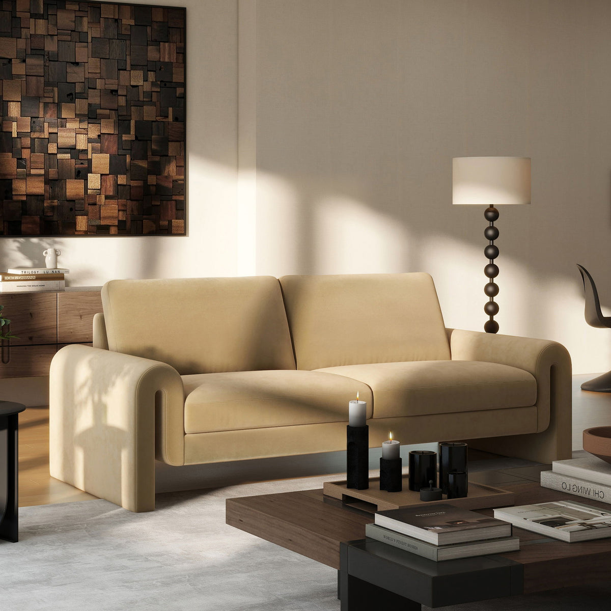 Mason - Arched Arm Sofa - Camel Brown Beige by Jennifer Taylor Home | Bel Furniture