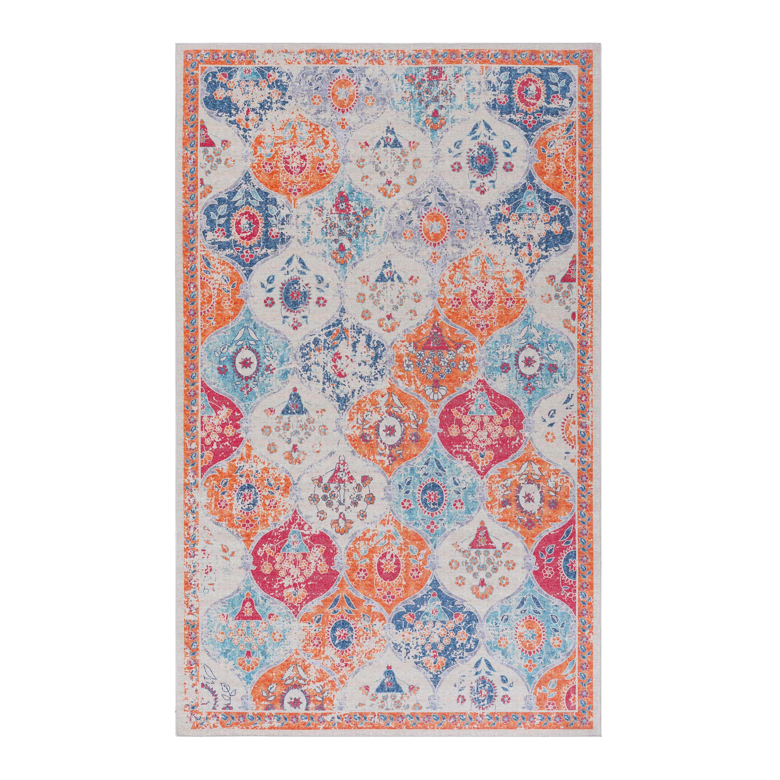 2' x 3' Area Rug, Washable, Low-Pile, Non-Slip, Non-Shedding, Foldable, Kid & Pet Friendly - Cream