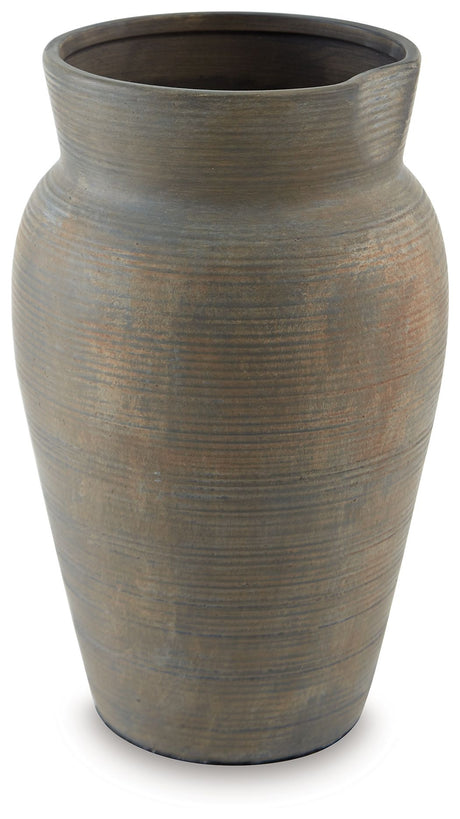 Brickmen - Vase Dark Gray 8''W x 8''D x 12''H by Signature Design by Ashley® | Bel Furniture