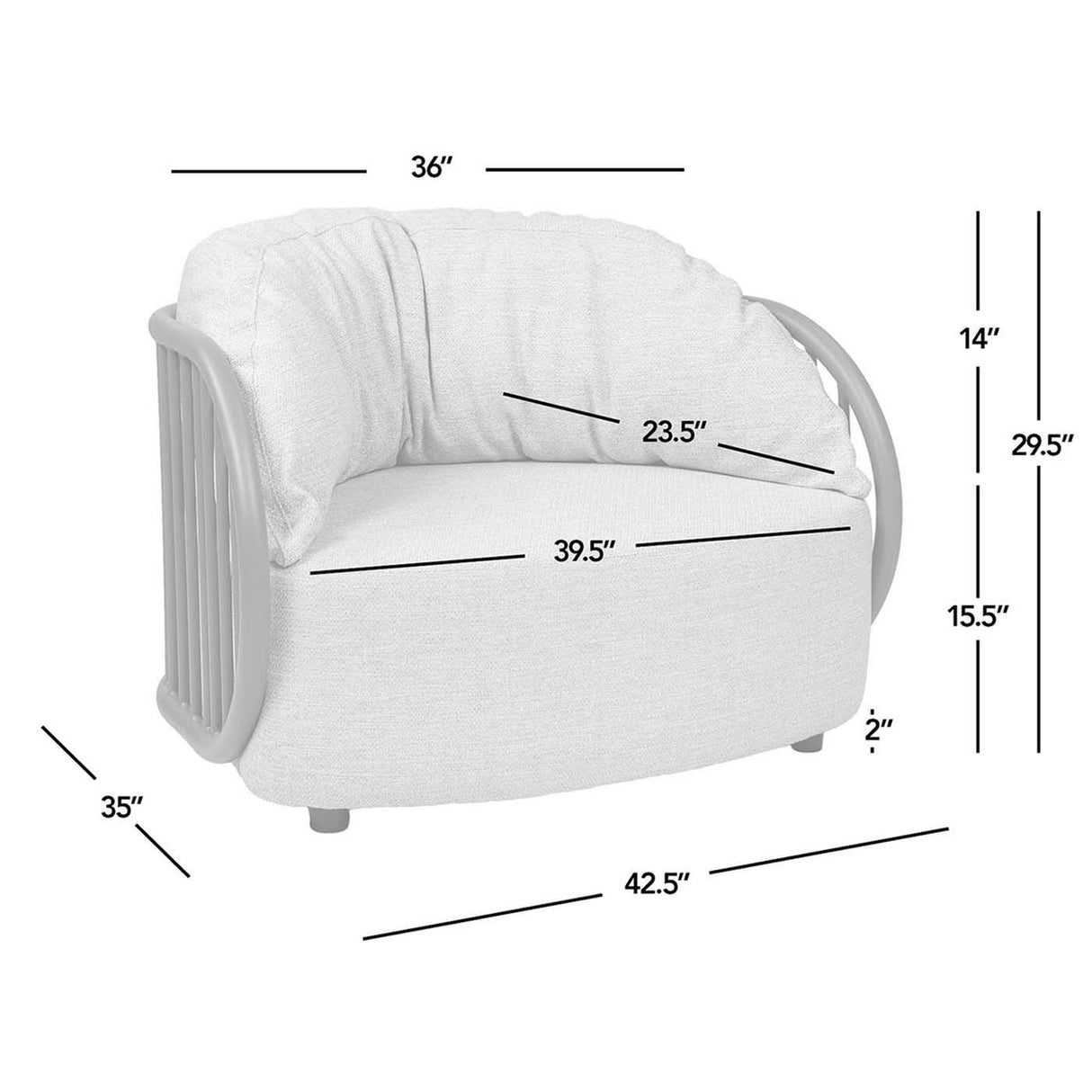 Harper - Barrel Upholstered Patio Deep Seating Armchair Axroma Olefin - Oat Beige by Jennifer Taylor Home | Bel Furniture